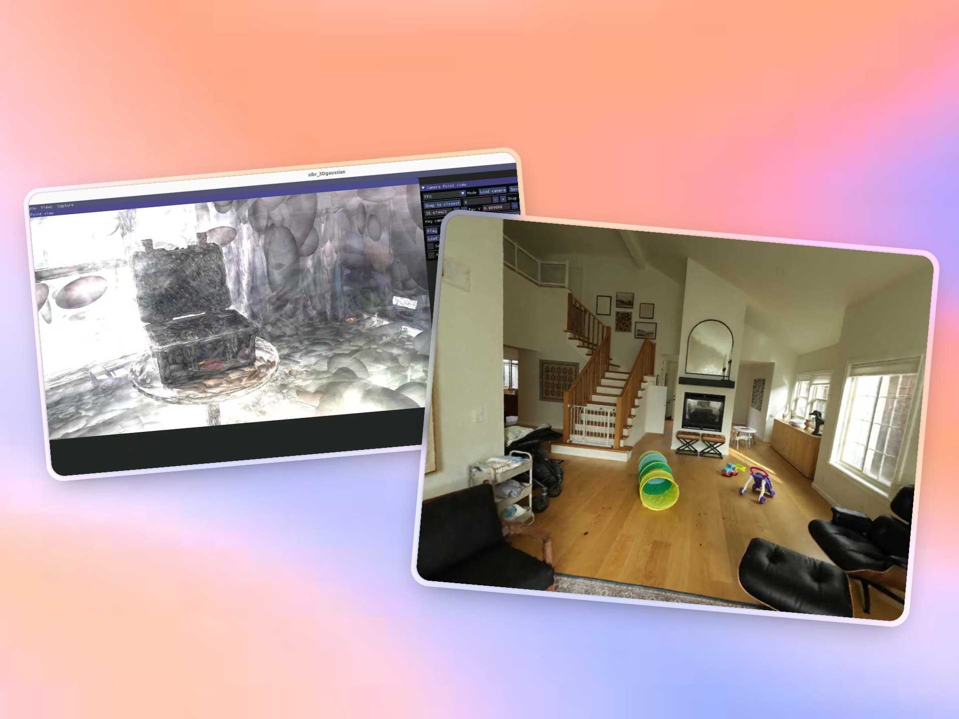 Point cloud render of a 3D scene